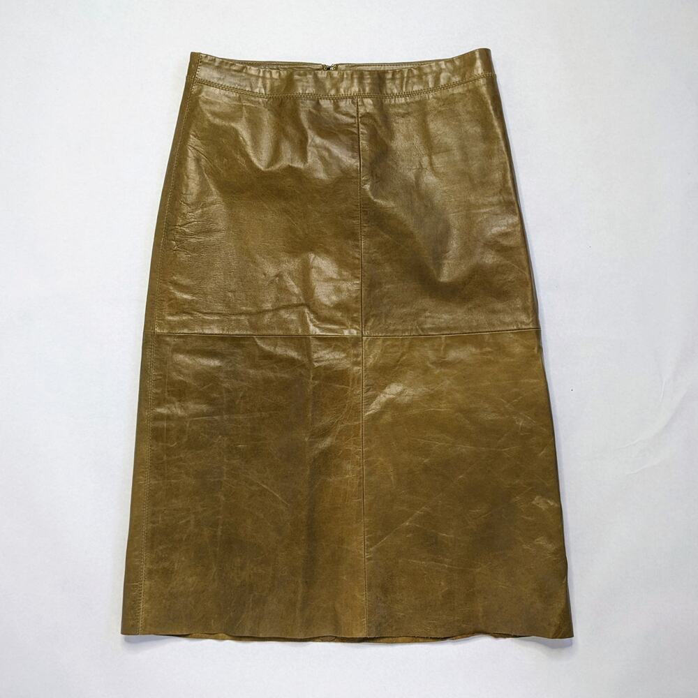 Elegant Tan Leather Skirt